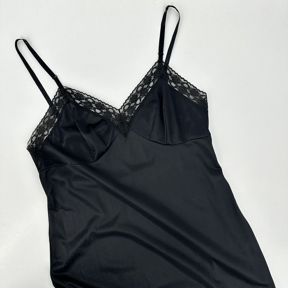 Vintage Vanity Fair Slip Lace Antron III Nylon‎ 70s Black Women’s 36